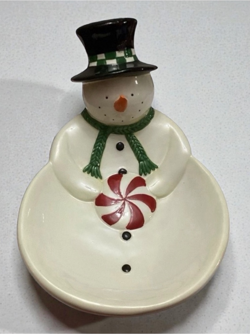 Festive Snowman Candy Dish - White and Black